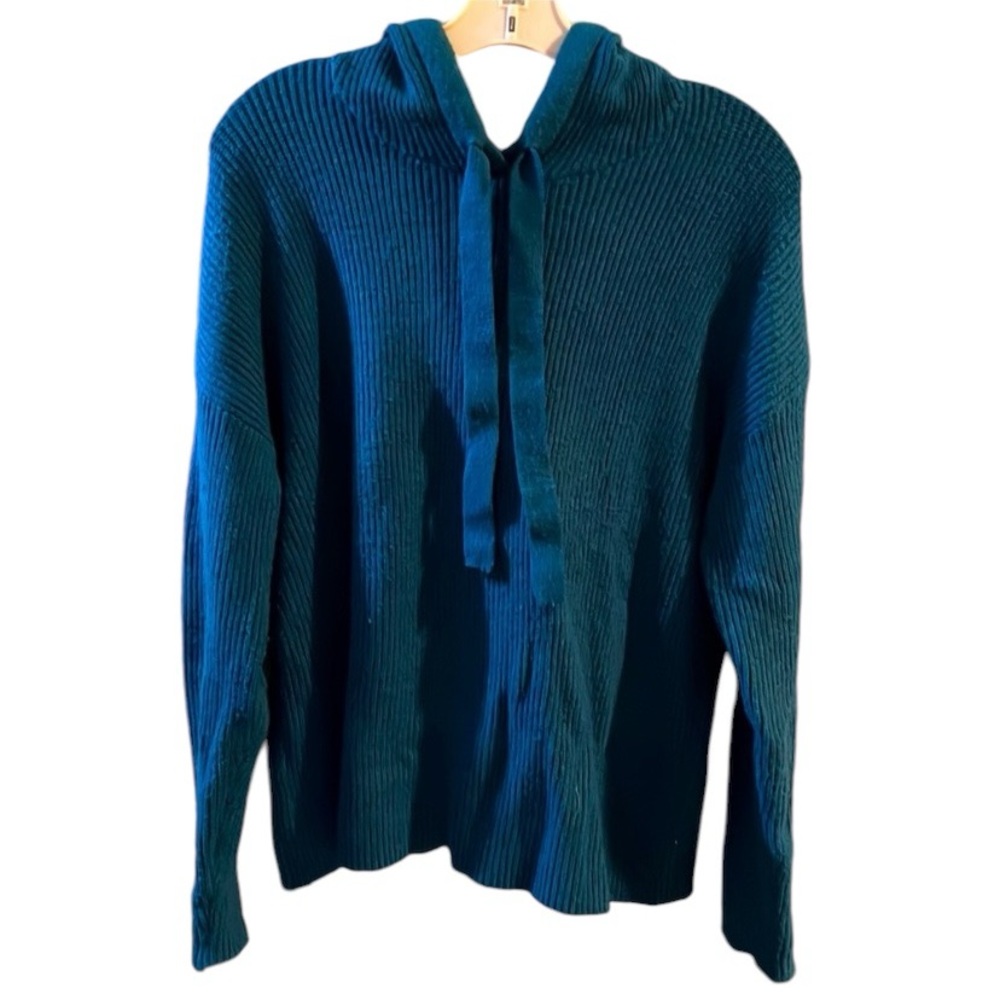 Cyrus Knitted Hoodie Sweater Dark Teal Womens Size M